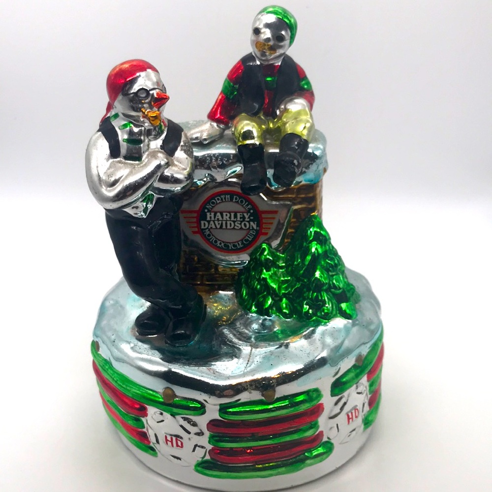 Vintage Harley Davidson North Pole Motorcycle Club Christmas Music box